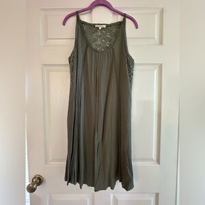 Sleeveless Olive Green Lace Dress